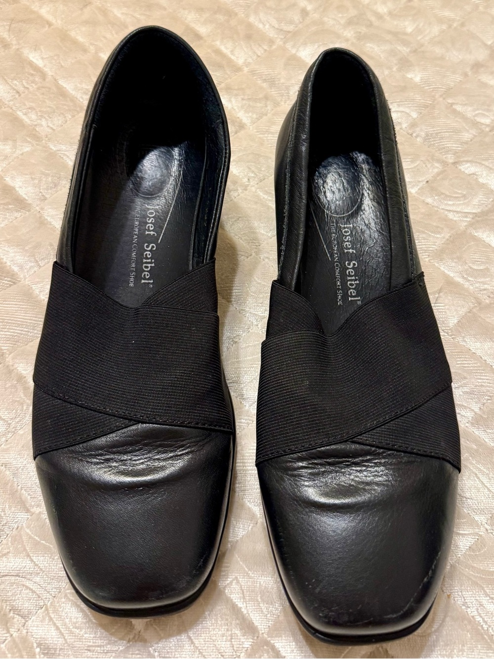 Josef Seibel Black Slip-On Shoes with Elastic Crossband Size EU 39